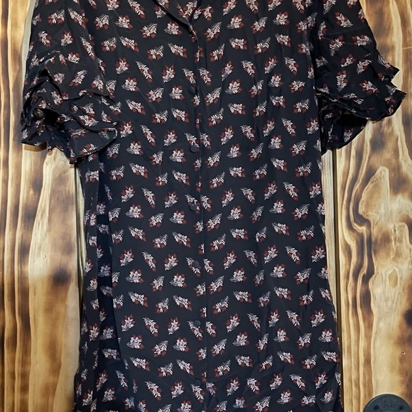 Frame Printed Ruffled High-Low Silk Shirtdress size large - Picture 3 of 7